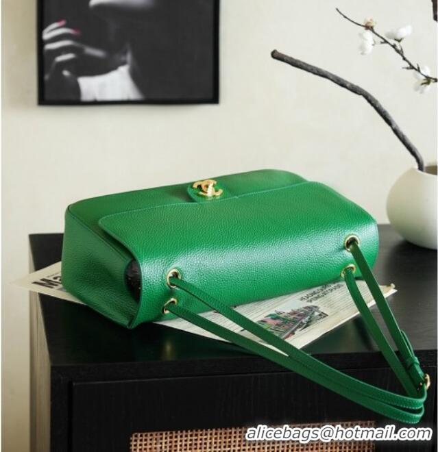 Top Quality Chanel Small Maxi Flap Bag in Grained Calfskin AS6231 Green/Gold 2026