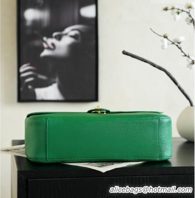 Top Quality Chanel Small Maxi Flap Bag in Grained Calfskin AS6231 Green/Gold 2026