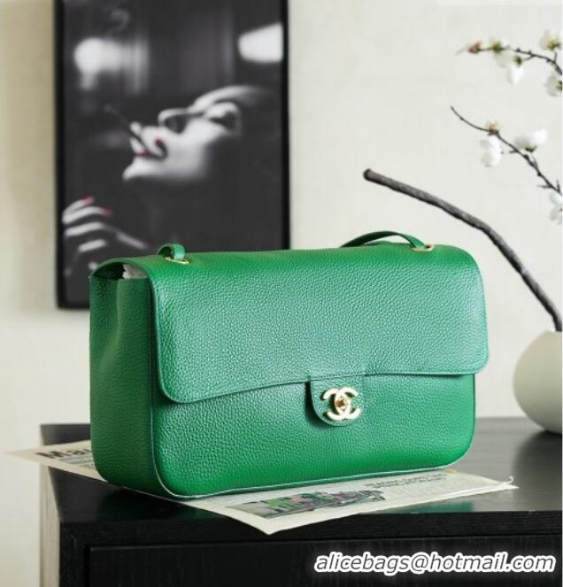 Top Quality Chanel Small Maxi Flap Bag in Grained Calfskin AS6231 Green/Gold 2026