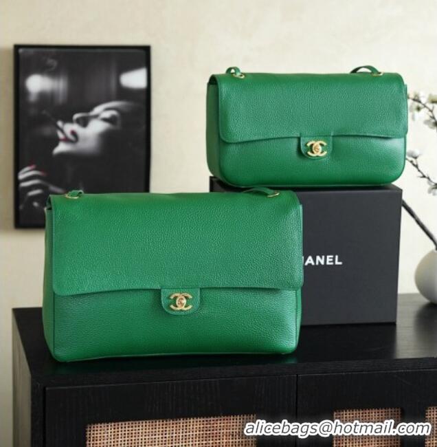 Top Quality Chanel Small Maxi Flap Bag in Grained Calfskin AS6231 Green/Gold 2026