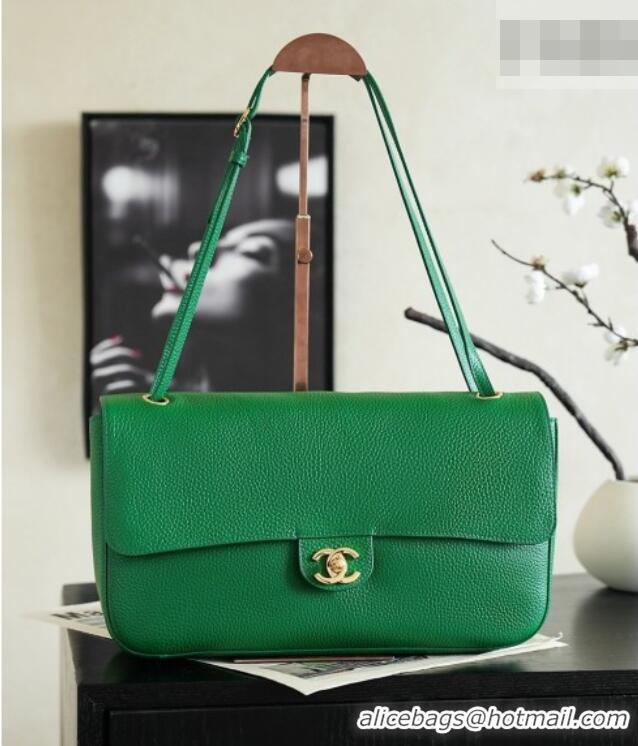 Top Quality Chanel Small Maxi Flap Bag in Grained Calfskin AS6231 Green/Gold 2026