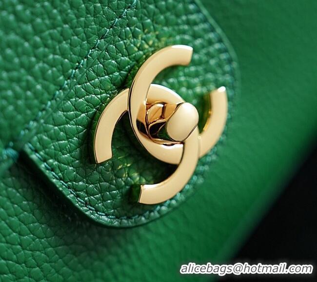 Top Quality Chanel Small Maxi Flap Bag in Grained Calfskin AS6231 Green/Gold 2026