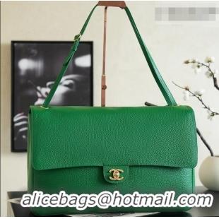 Best Product Chanel Large Maxi Flap Bag in Grained Calfskin AS6233 Green/Gold 2026