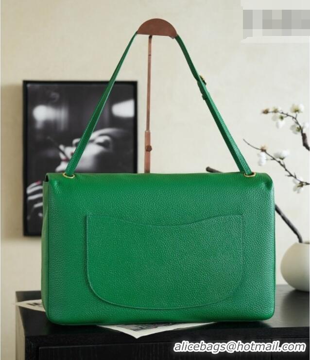 Best Product Chanel Large Maxi Flap Bag in Grained Calfskin AS6233 Green/Gold 2026