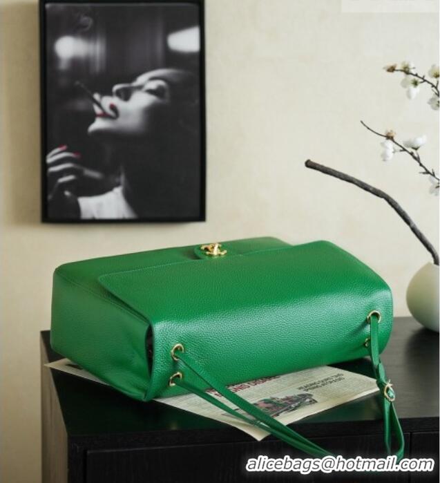 Best Product Chanel Large Maxi Flap Bag in Grained Calfskin AS6233 Green/Gold 2026