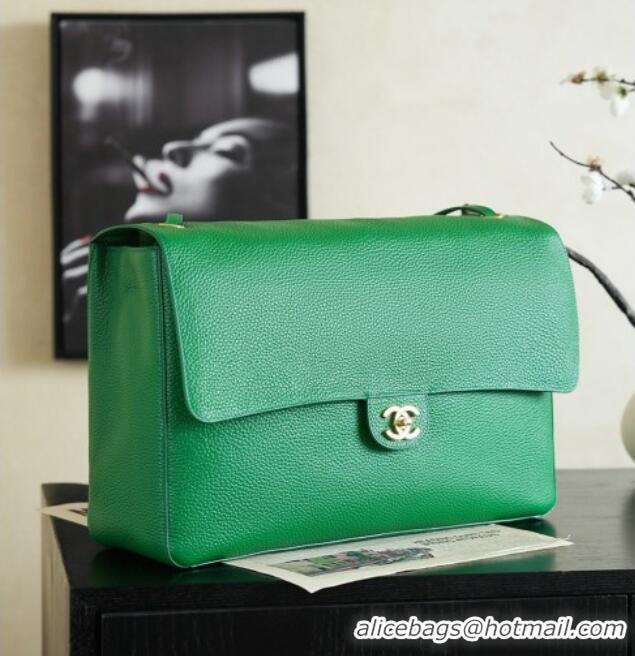 Best Product Chanel Large Maxi Flap Bag in Grained Calfskin AS6233 Green/Gold 2026