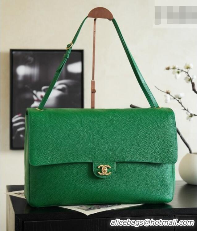 Best Product Chanel Large Maxi Flap Bag in Grained Calfskin AS6233 Green/Gold 2026