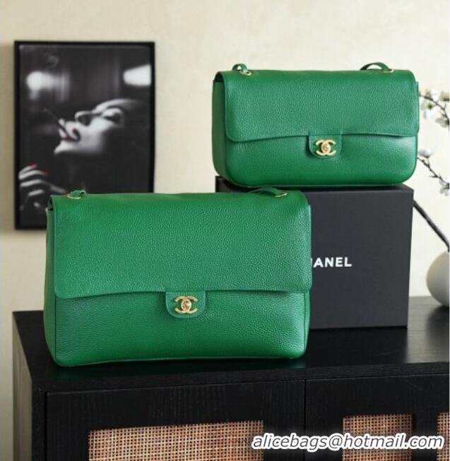 Best Product Chanel Large Maxi Flap Bag in Grained Calfskin AS6233 Green/Gold 2026
