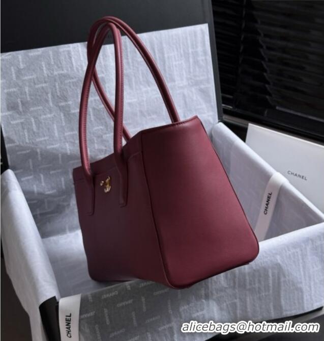 Buy Discount Chanel Small Shopping Bag in Smooth Calfskin AS6243 Burgundy 2026
