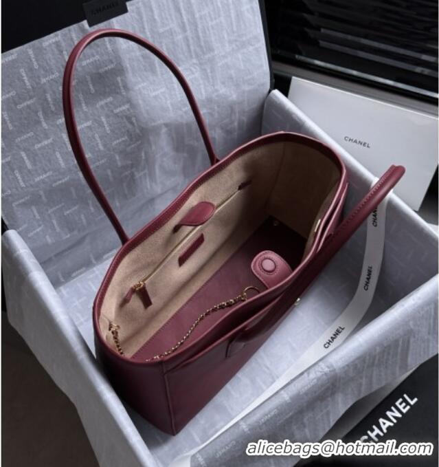 Buy Discount Chanel Small Shopping Bag in Smooth Calfskin AS6243 Burgundy 2026