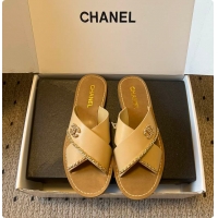 Best Price Chanel Open-toe Shoes Calfskin Beige 6080103
