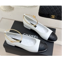 Pretty Style Chanel Ballerina Sheepskin White & Black 6080105