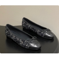 Popular Style Chanel Ballerina Shoes Tweed Black 6080110