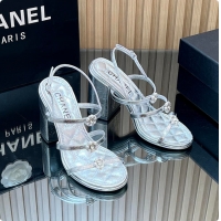 Good Looking Chanel Sandals Sheepskin with a metallic sheen Silver 95mm 6080203