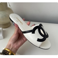 Good Quality Chanel Sandals Sheepskin White & Black 6080205