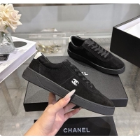 Charming Chanel Sneakers Suede calfskin & calfskin, Black & White 6080206