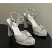 Popular Style Chanel Sandals Suede Kidskin Gray 6080207