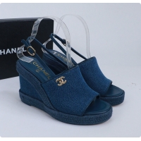 Good Quality Chanel Sandals Washed Denim Blue 6080208