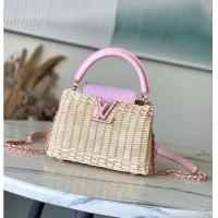 Top Quality Louis Vuitton Capucines Mini Washed Pink Rattan and Denim M26005 2026