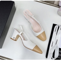Perfect Chanel Slingback White Heels 6080307