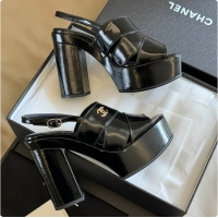 Good Looking Chanel Sandals Black Patent 6080411