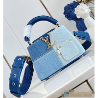 Inexpensive Discount Louis Vuitton Capucines Mini Blue Denim M27066