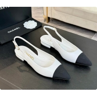 Low Cost Chanel Slingback White 6080604