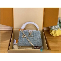 Discount Promotional Louis Vuitton Capucines Mini Blue Denim GOTS M25478