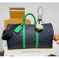 Grade Quality Louis Vuitton Keepall 50 Monogram Eclipse M37578 Green