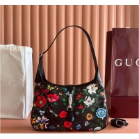 New Design Gucci Jackie 1961 medium shoulder bag black and multicolor nylon 753965