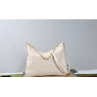 Promotional Gucci Lady Lunetta Chain medium shoulder bag white GG leather 753967