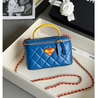 Pretty Style Chanel LONG VANITY WITH CHAIN Lambskin With Enamel & Gold-Tone Metal AS8462 Blue/Yellow/Red