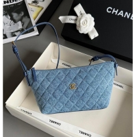 Best Price Chanel MÉTIERS D'ART CLUTCH WITH LEATHER STRAP Denim & Gold Metal AS5633 2026