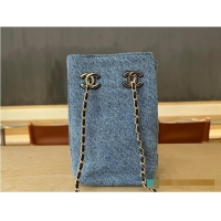 Well Crafted Chanel MÉTIERS D'ART BUCKET BAG WITH CHAIN Washed Denim & Gold-Tone Metal AS5634 2026
