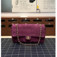 Luxury Cheap Chanel Maxi Flap bag Suede Calfskin & Gold-Tone Metal AS6231 Burgundy Fall Winter 2026 Pre-Collection