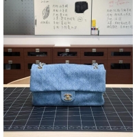 Famous Brand Chanel Maxi Flap bag Washed Denim & Gold-Tone Metal AS6231 2026