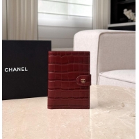 Well Crafted Chanel Passport Holder Crocodile Embossed Calfskin & Gold-Tone Metal AS6236 Burgundy Spring Summer 2026