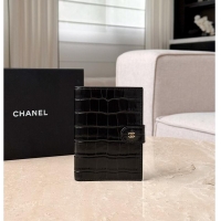 Classic Promotional Chanel Passport Holder Crocodile Embossed Calfskin & Gold-Tone Metal AS6236 Black Spring Summer 2026