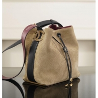 Grade Quality Chanel Bucket Bag Suede Calfskin With Calfskin & Gold-Tone Metal AS5896 Dark Beige/Black Fall Winter 2026 