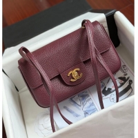 Shop Discount Chanel MINI FLAP BAG Grained Calfskin & Gold-Tone Metal AS6230 Burgundy FALL WINTER 2026 PRE-COLLECTION