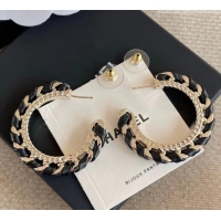 New Cheap Chanel Lambskin Chain Hoop Earrings CH013009 Black 2026