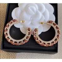 Trendy Design Chanel Lambskin Chain Hoop Earrings CH013010 Brown 2026