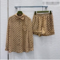 Famous Brand Gucci GG Shirt and Shorts G42112 Brown 2026