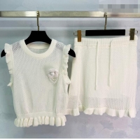 ​Buy Inexpensive Chanel Knit Vest and Skirt Set CH032503 White 2026