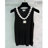 ​Original Cheap Chanel Knit Vest with Bloom CH032513 Black 2026