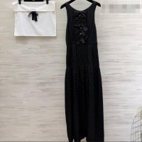 Buy Fashionable Chanel Silk Long Dress with Bow CH032557 Black 2026