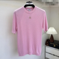 Luxury Best Chanel Knit T-shirt CH041419 Pink 2026