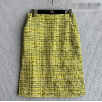 Buy Fashionable Chanel Tweed Skirt CH042222 Yellow 2026
