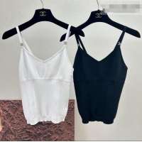 Big Discount Chanel Silk Cotton Vest 0423 White/Black 2026