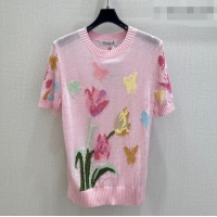 ​Buy Inexpensive Dior Embroidered Knit Top DR032413 Pink 2026